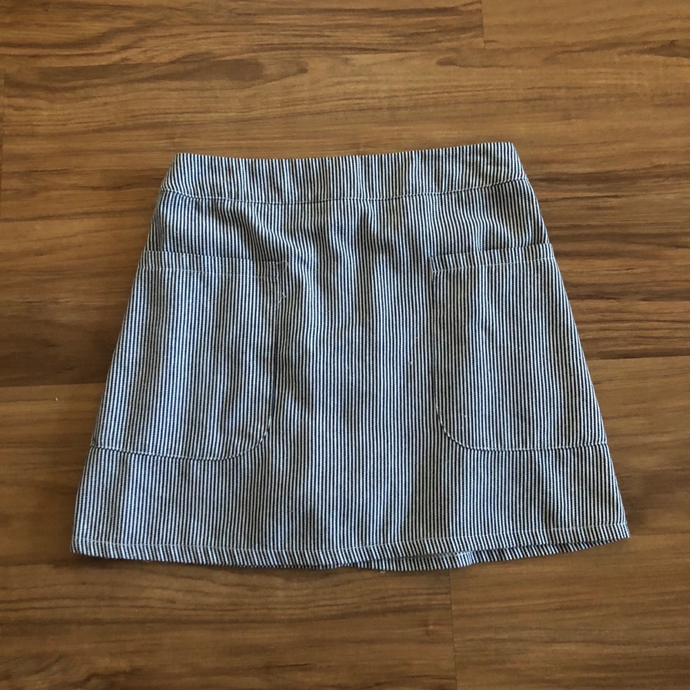 Blue and White Stripped Mini Skirt